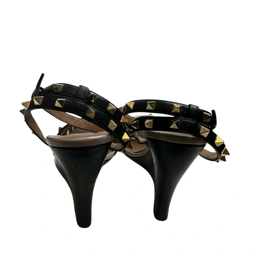 Valentino Black Studded Women's Sandals, pre-owned, used gently, size 36